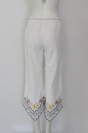 SEE BY CHLOÉ EMBROIDERED COTTON PANTS FR 36 UK 8