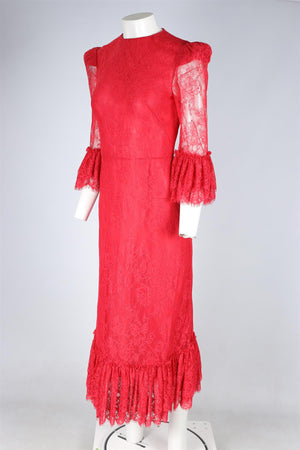 THE VAMPIRE'S WIFE RED LACE MAXI DRESS UK 12