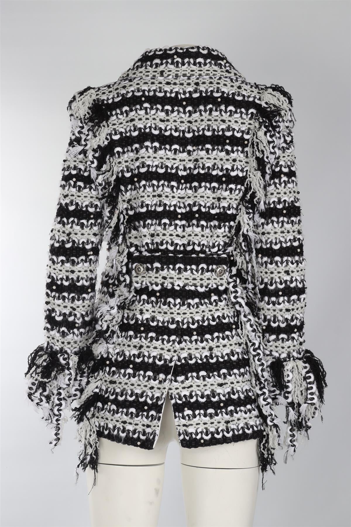 CHANEL BLACK 2014 TULLE JACKET FR 38