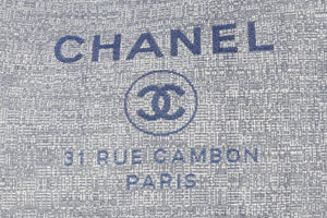CHANEL BLUE 2018 DEAUVILLE MEDIUM FABRIC TOTE BAG
