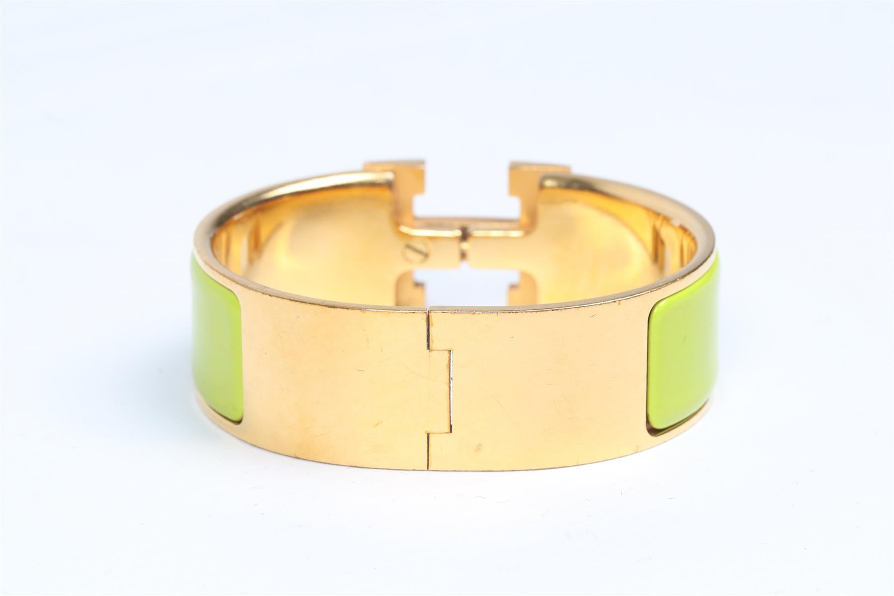 HERMÈS GREEN 2007 CLIC CLAC H 20 MM ENAMEL BRACELET 16 CM