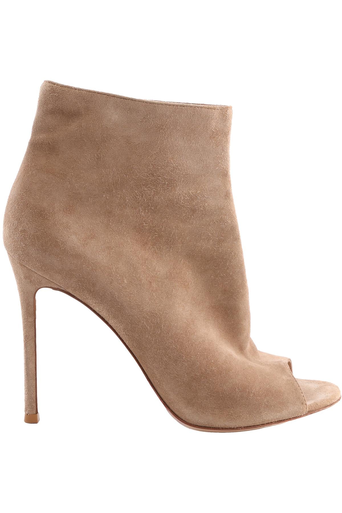 GIANVITO ROSSI BEIGE SUEDE ANKLE BOOTS EU 38