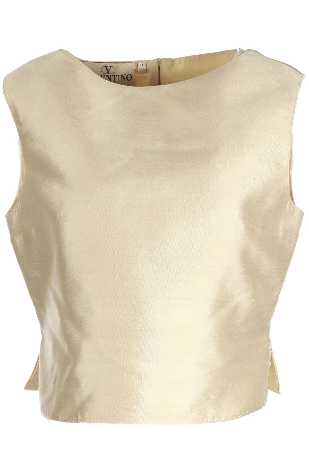 VALENTINO CREAM VINTAGE SILK TOP UK 12