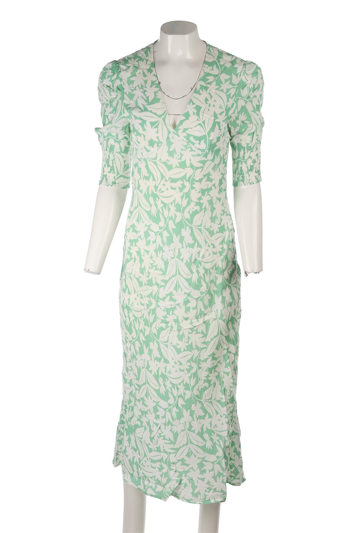 RIXO GREEN CREPE MAXI DRESS XXSMALL