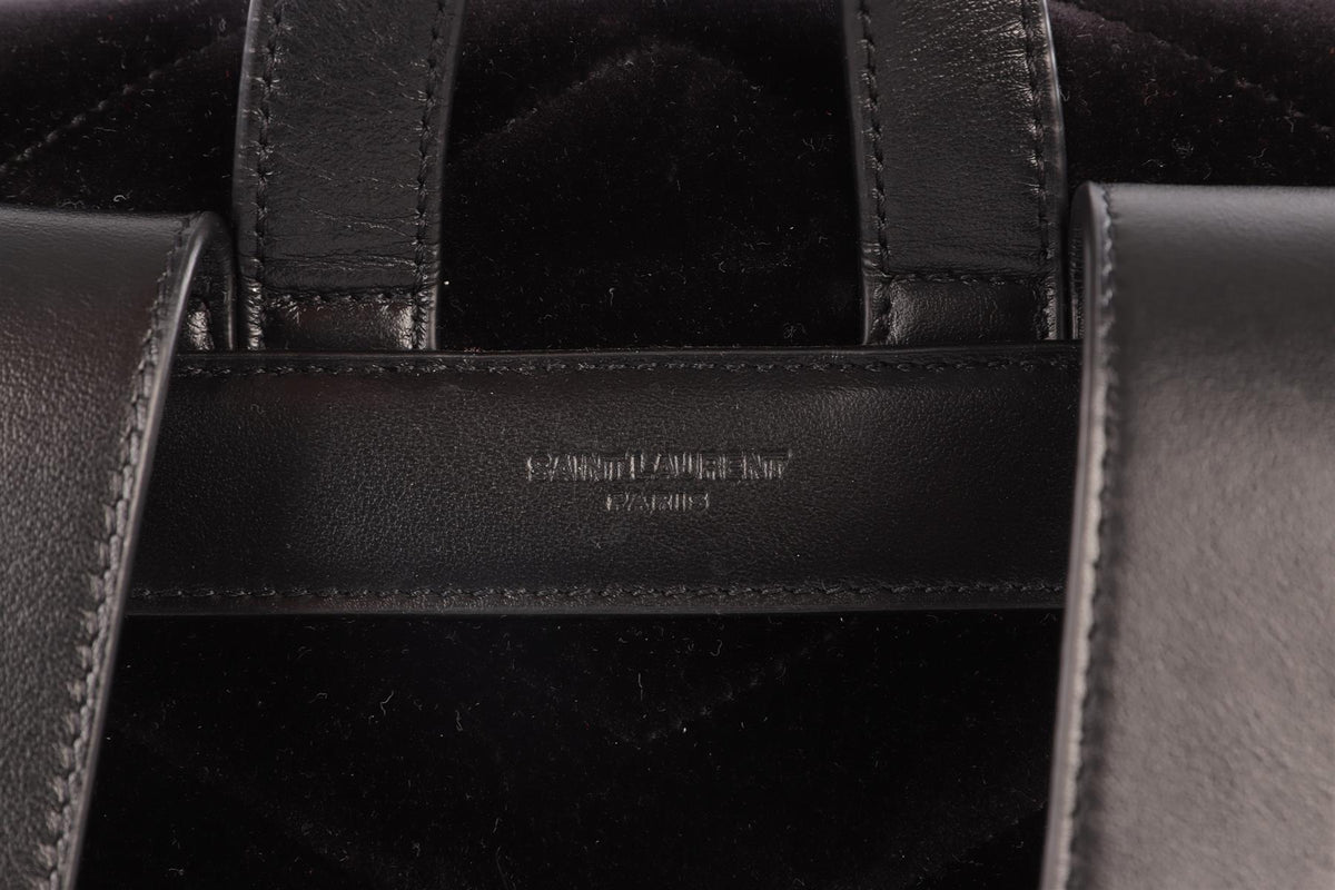 SAINT LAURENT BLACK LOU LOU SMALL VELVET BACKPACK