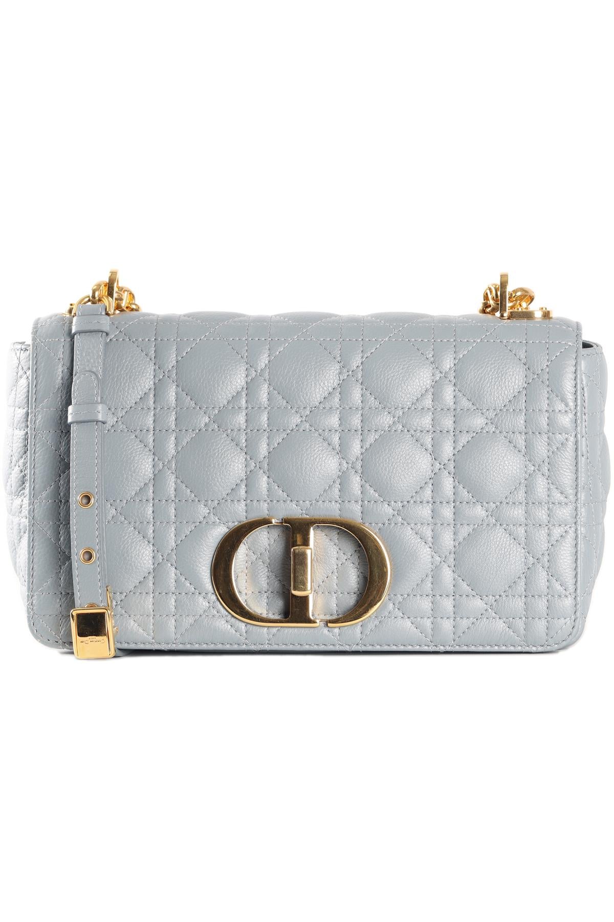 CHRISTIAN DIOR BLUE CARO MEDIUM CARO CANNAGE LEATHER SHOULDER BAG