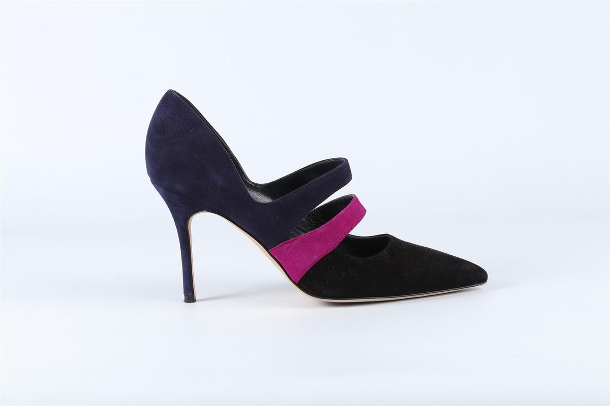 MANOLO BLAHNIK BLACK SUEDE PUMPS EU 38 UK 5 US 8