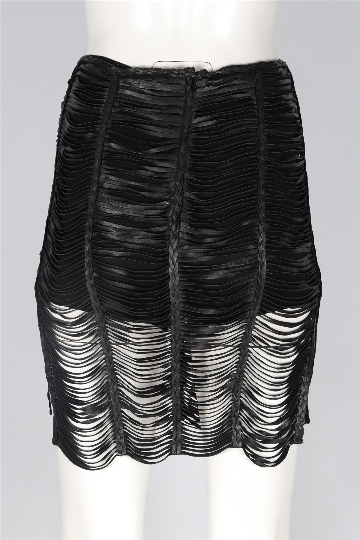 MAGDA BUTRYM BLACK LEATHER MINI SKIRT FR 36 UK 8