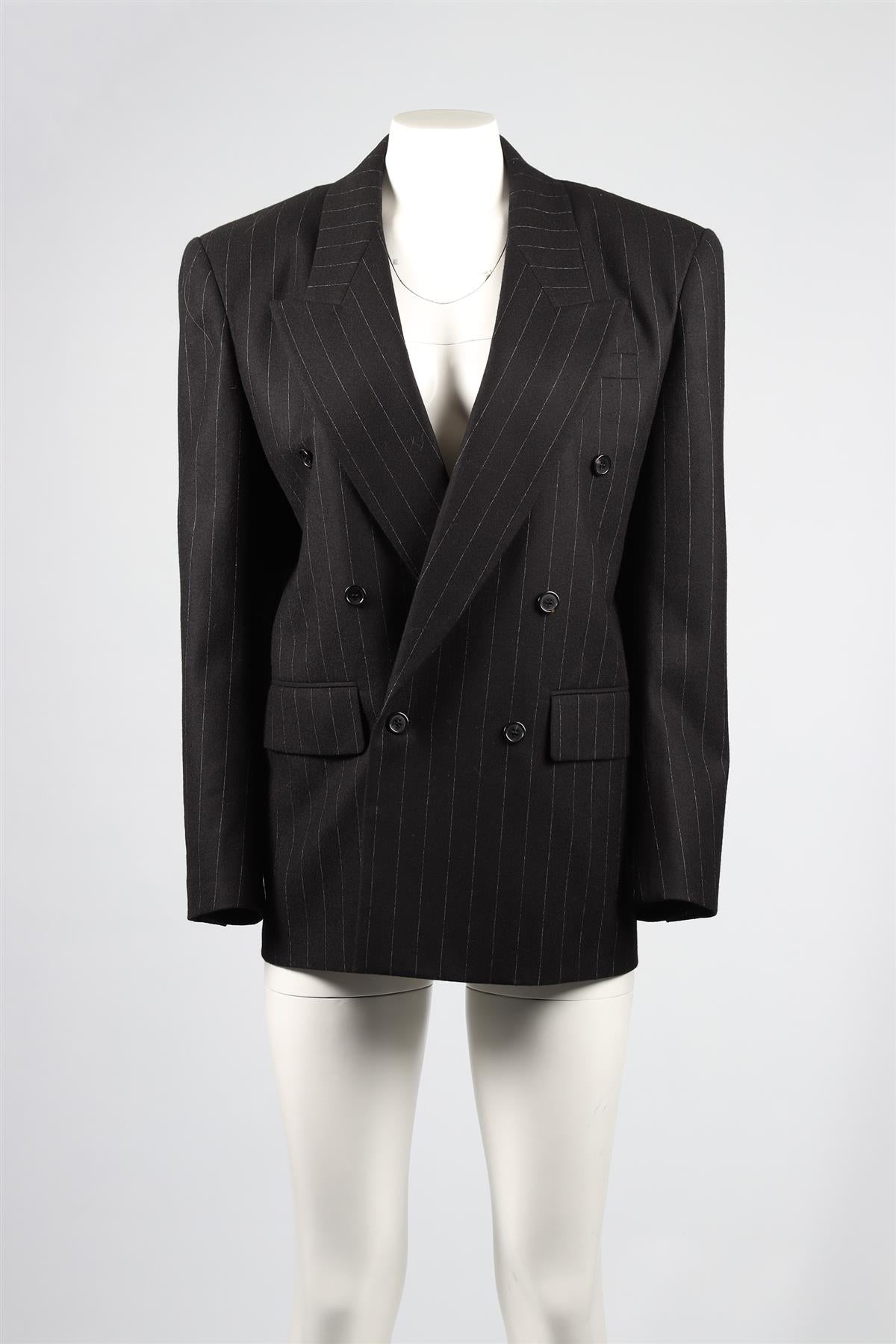 SAINT LAURENT BLACK WOOL BLEND BLAZER FR 46 UK 18