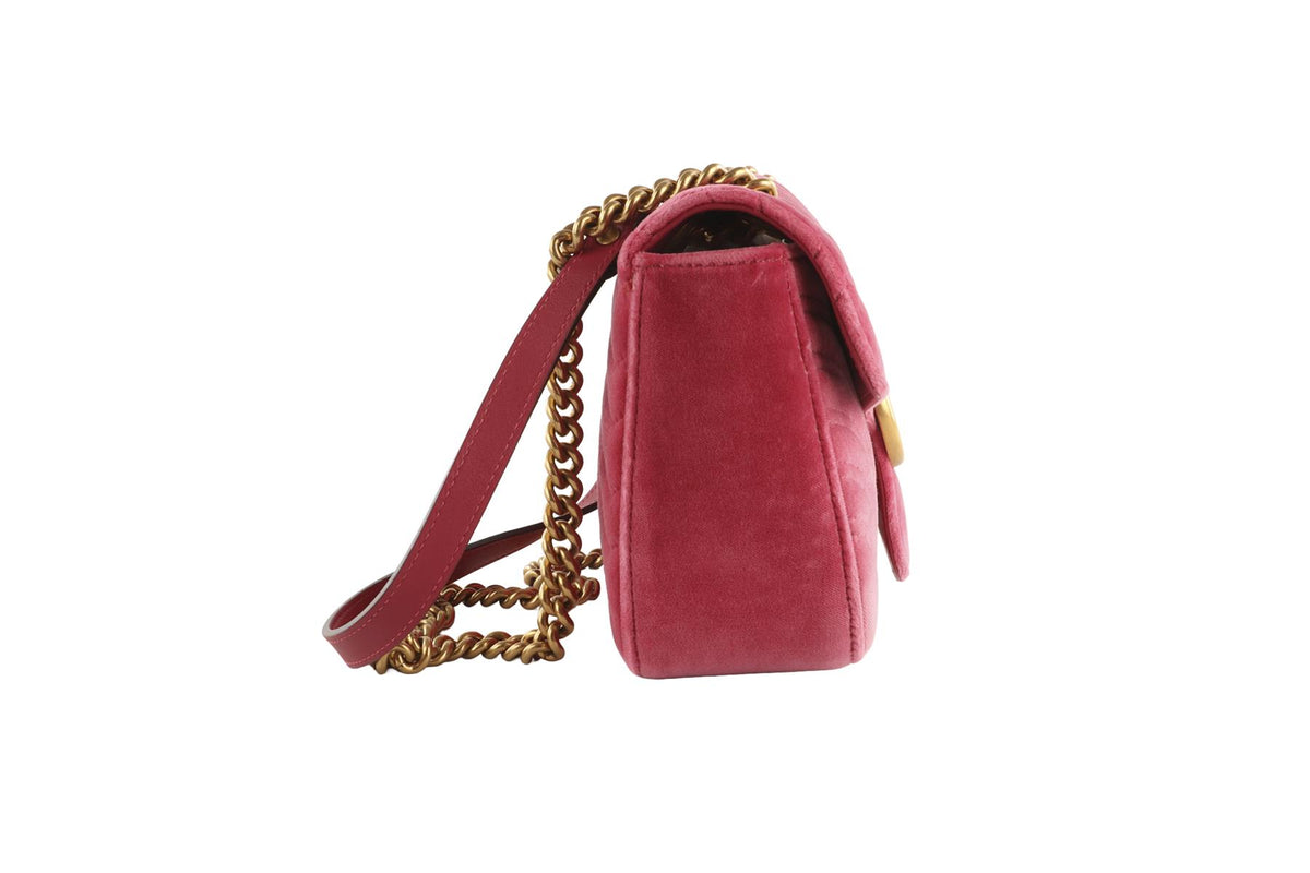 GUCCI PINK MARMONT VELVET SHOULDER BAG