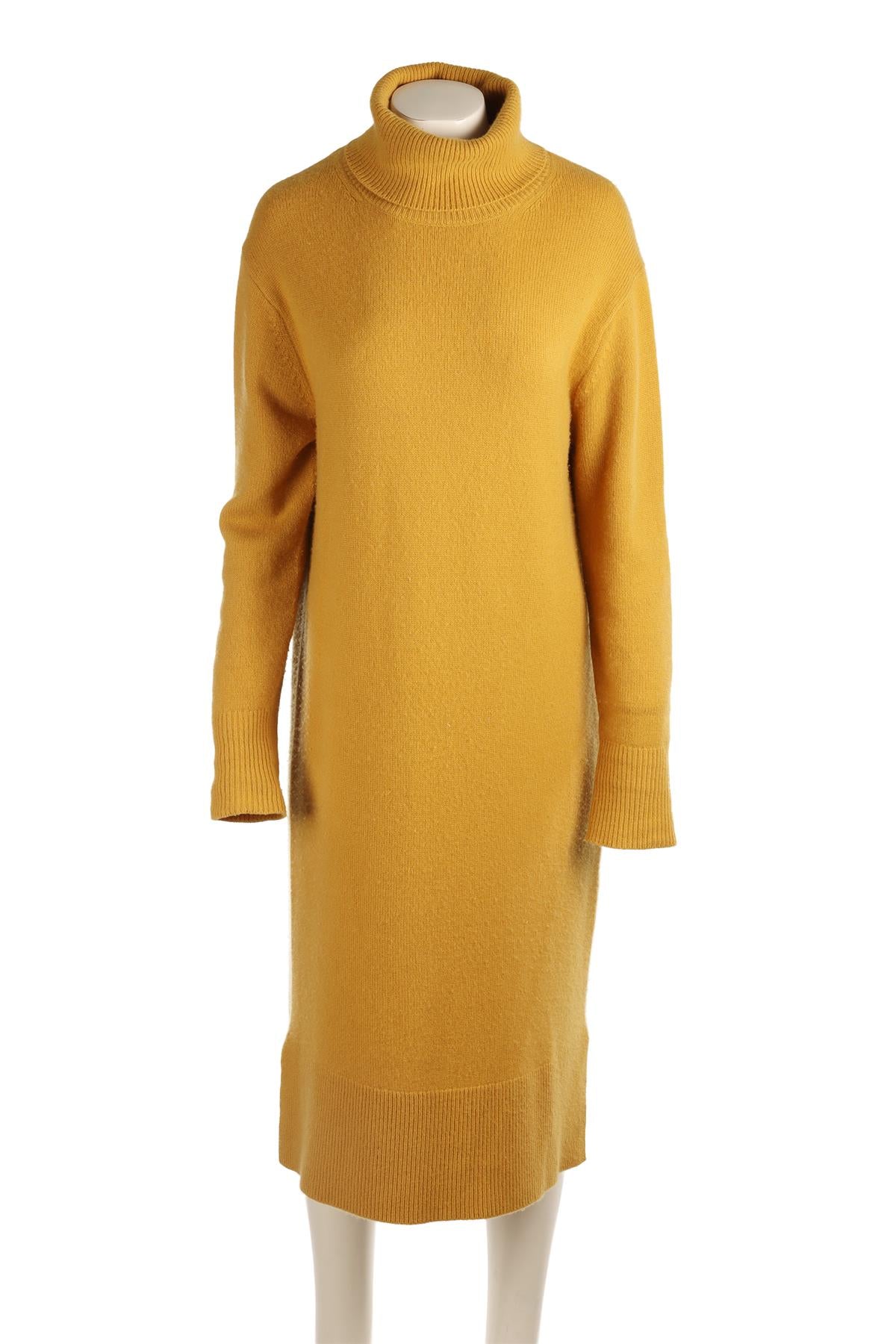JOSEPH YELLOW CASHMERE MIDI DRESS LARGE
