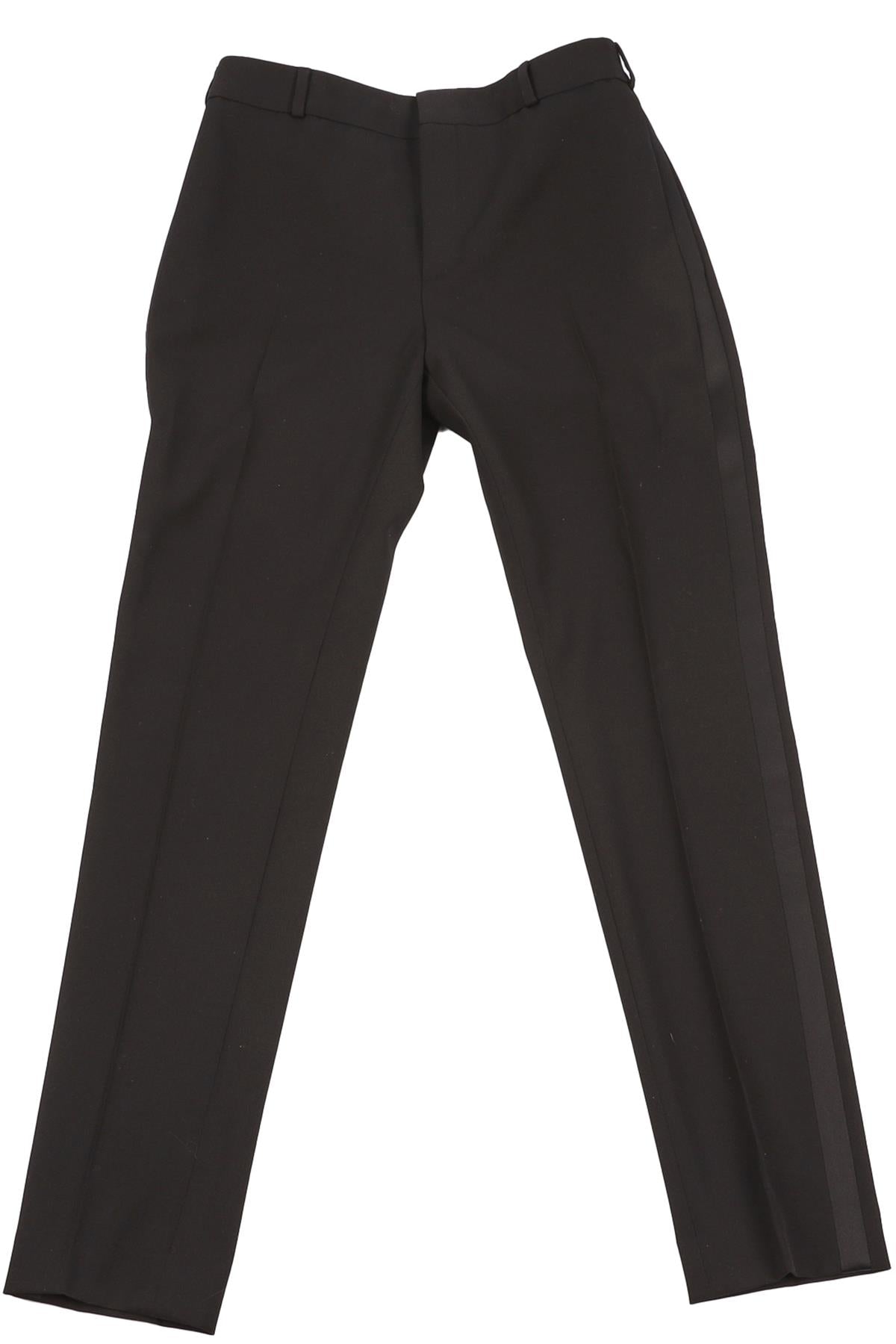 SAINT LAURENT BLACK WOOL STRAIGHT LEG PANTS FR 36 UK 8