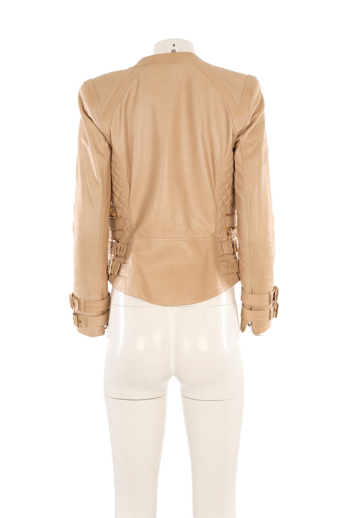 ETOILE LONDON BEIGE LEATHER JACKET IT 38 UK 6