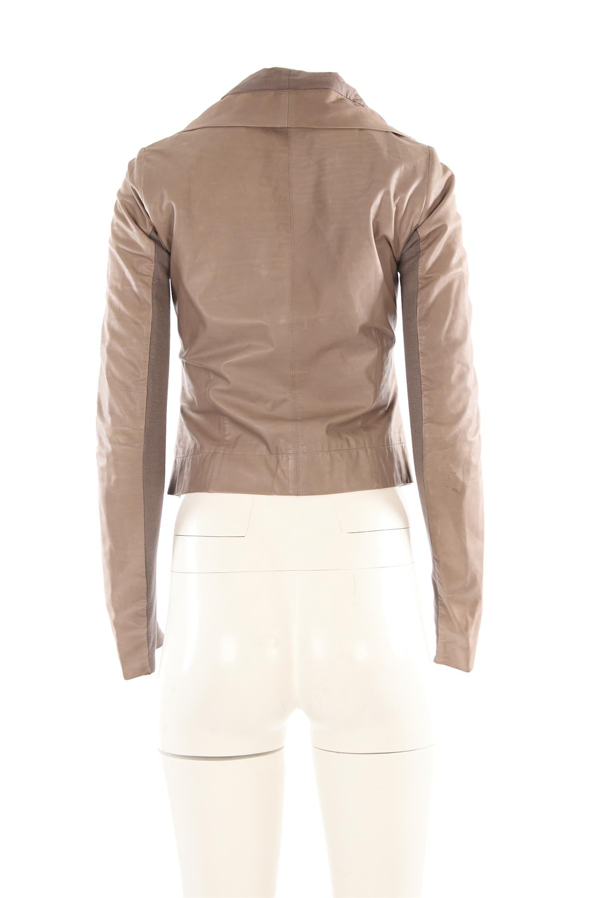 RICK OWENS GREY LEATHER JACKET IT 42 UK 10