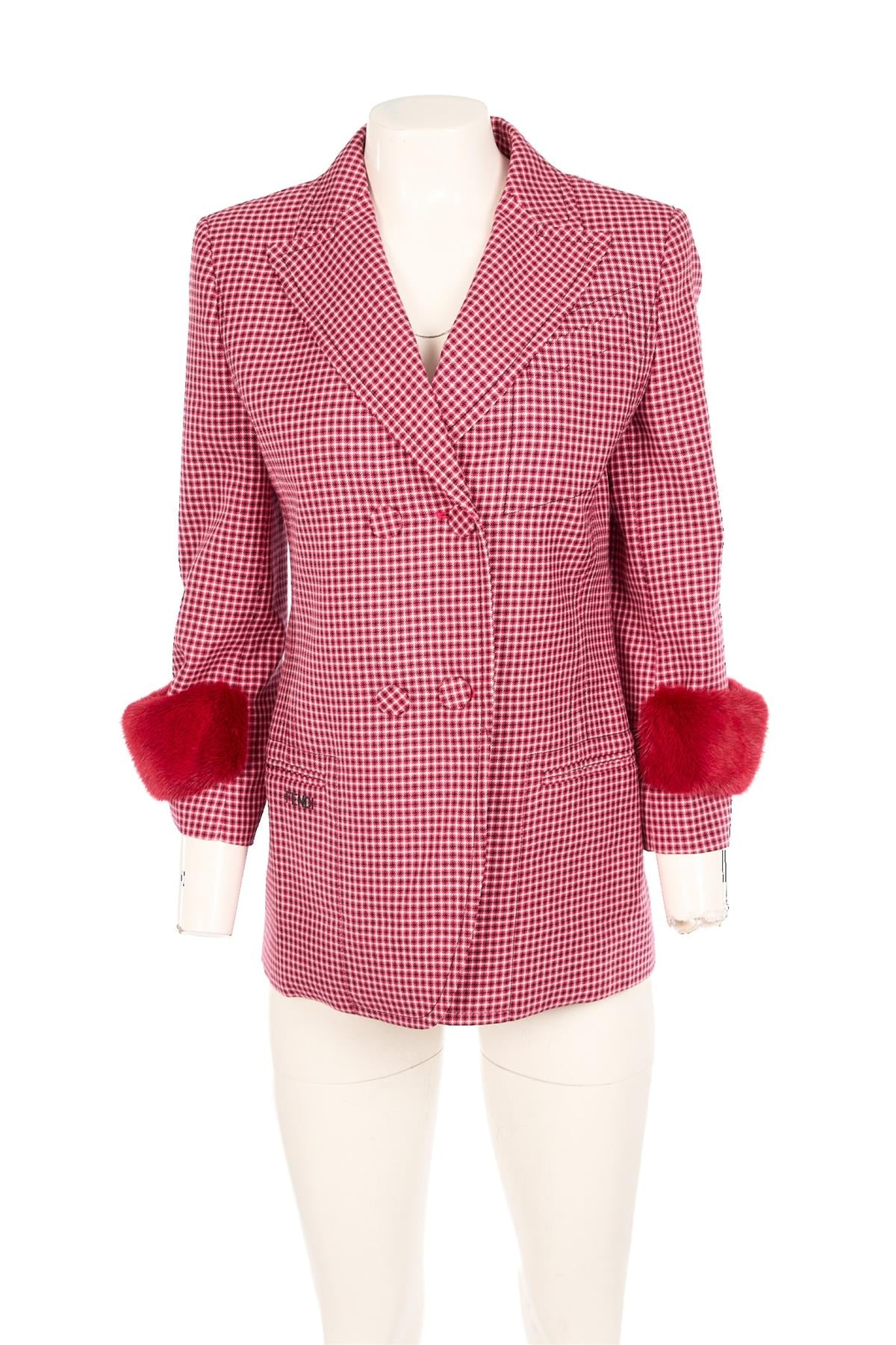 FENDI RED WOOL BLAZER IT 42 UK 10