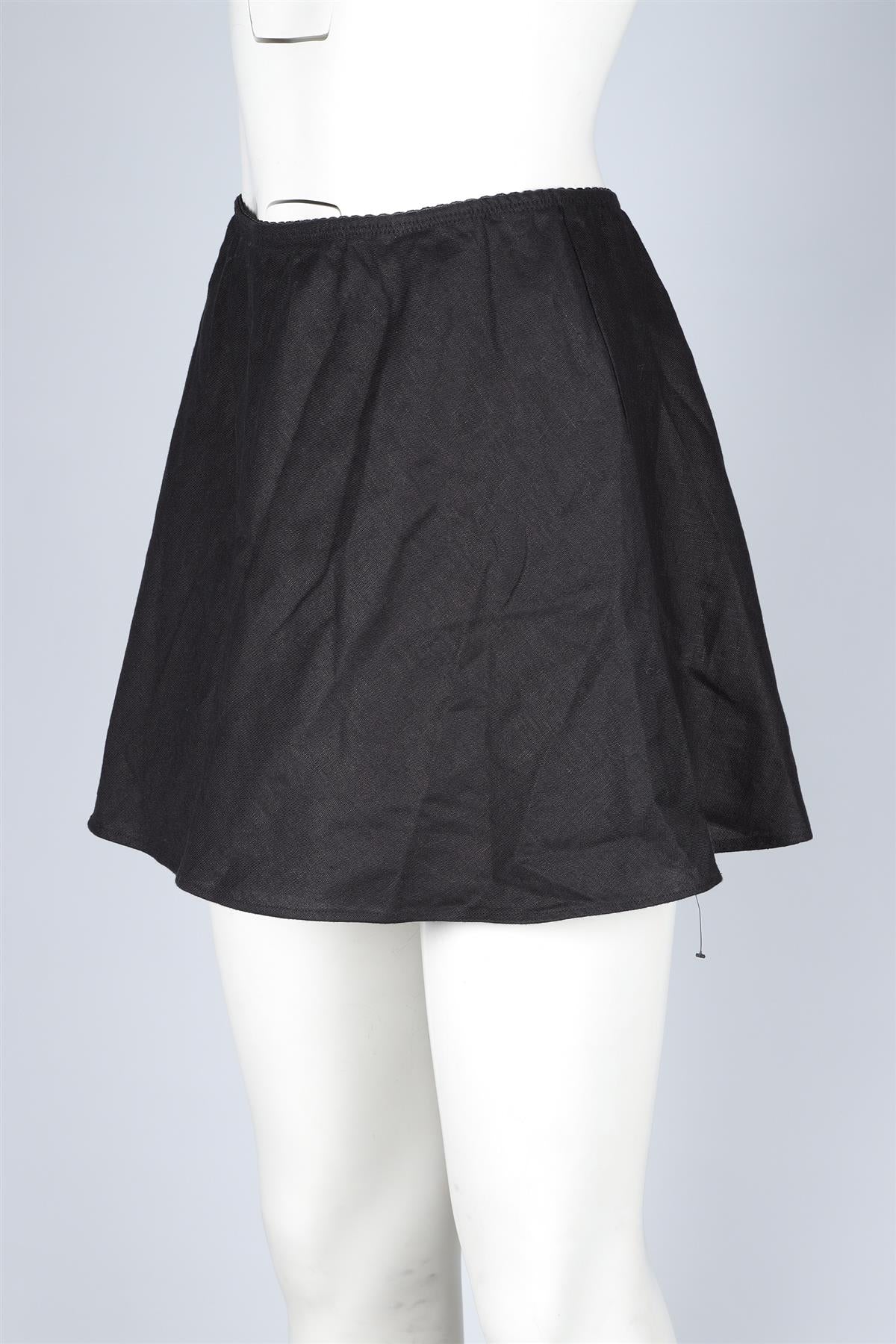 REFORMATION BLACK LINEN MINI SKIRT SMALL
