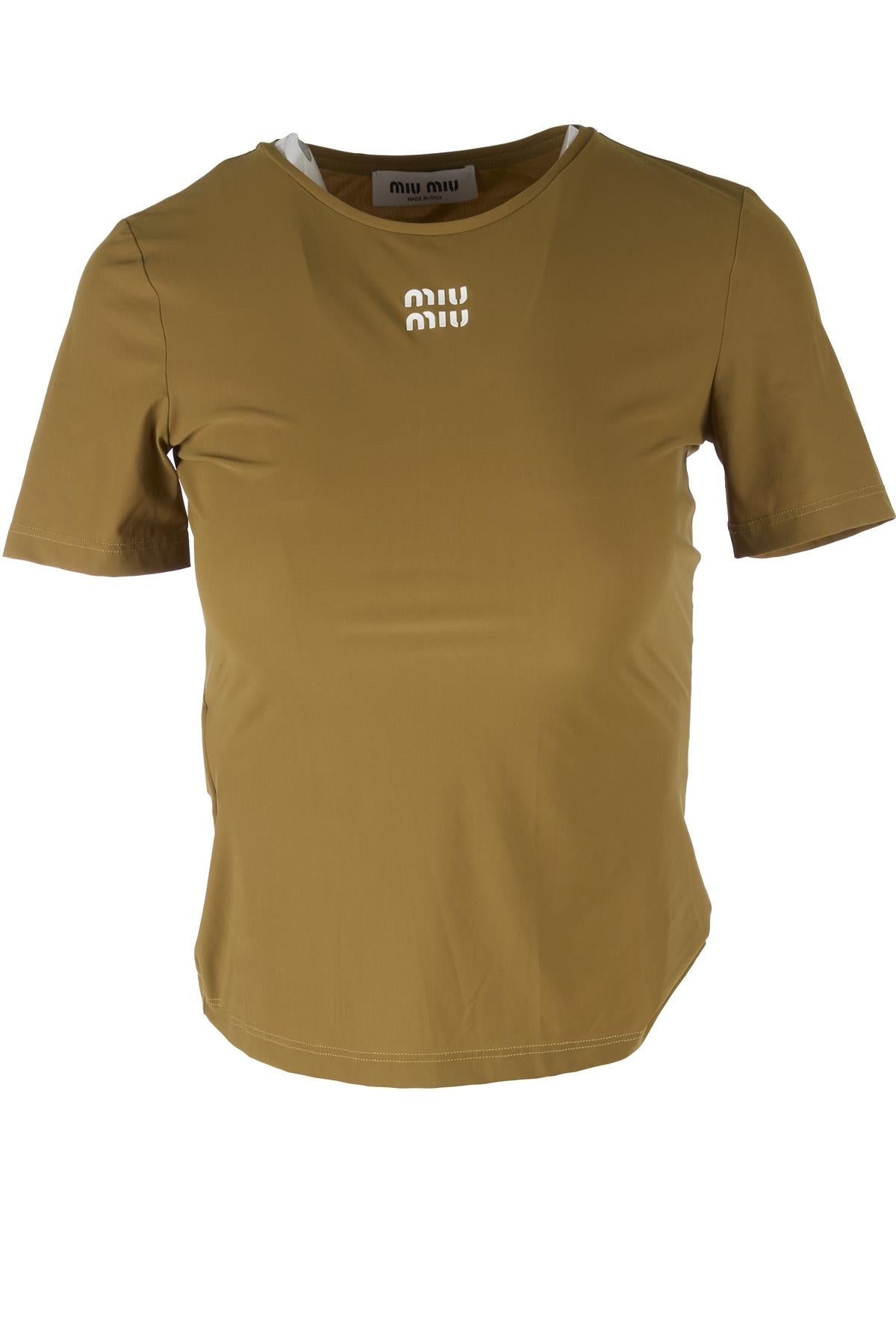MIU MIU GREEN JERSEY TOP IT 38 UK 6