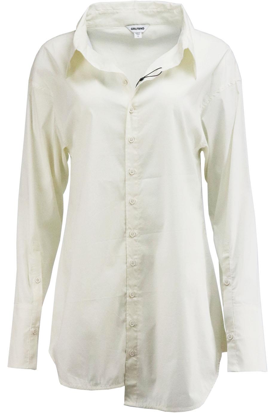 GRLFRND OVERSIZED ASYMMETRIC COTTON BLEND SHIRT SMALL