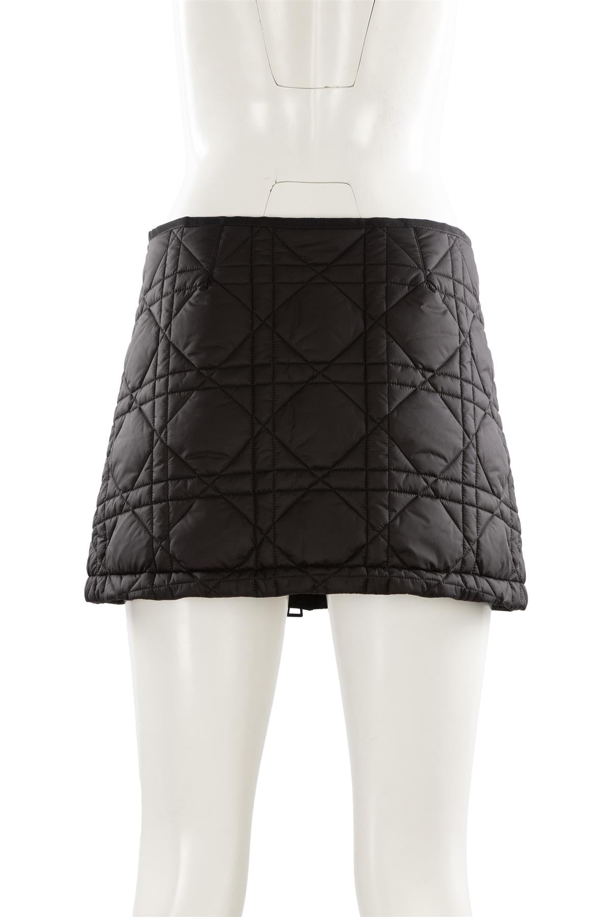 CHRISTIAN DIOR BLACK MACROCANNAGE NYLON MINI SKIRT FR 36 UK 8