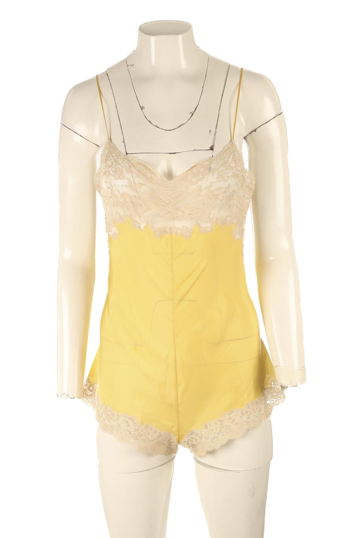 SAINT LAURENT YELLOW SILK BODYSUIT FR 36 UK 8