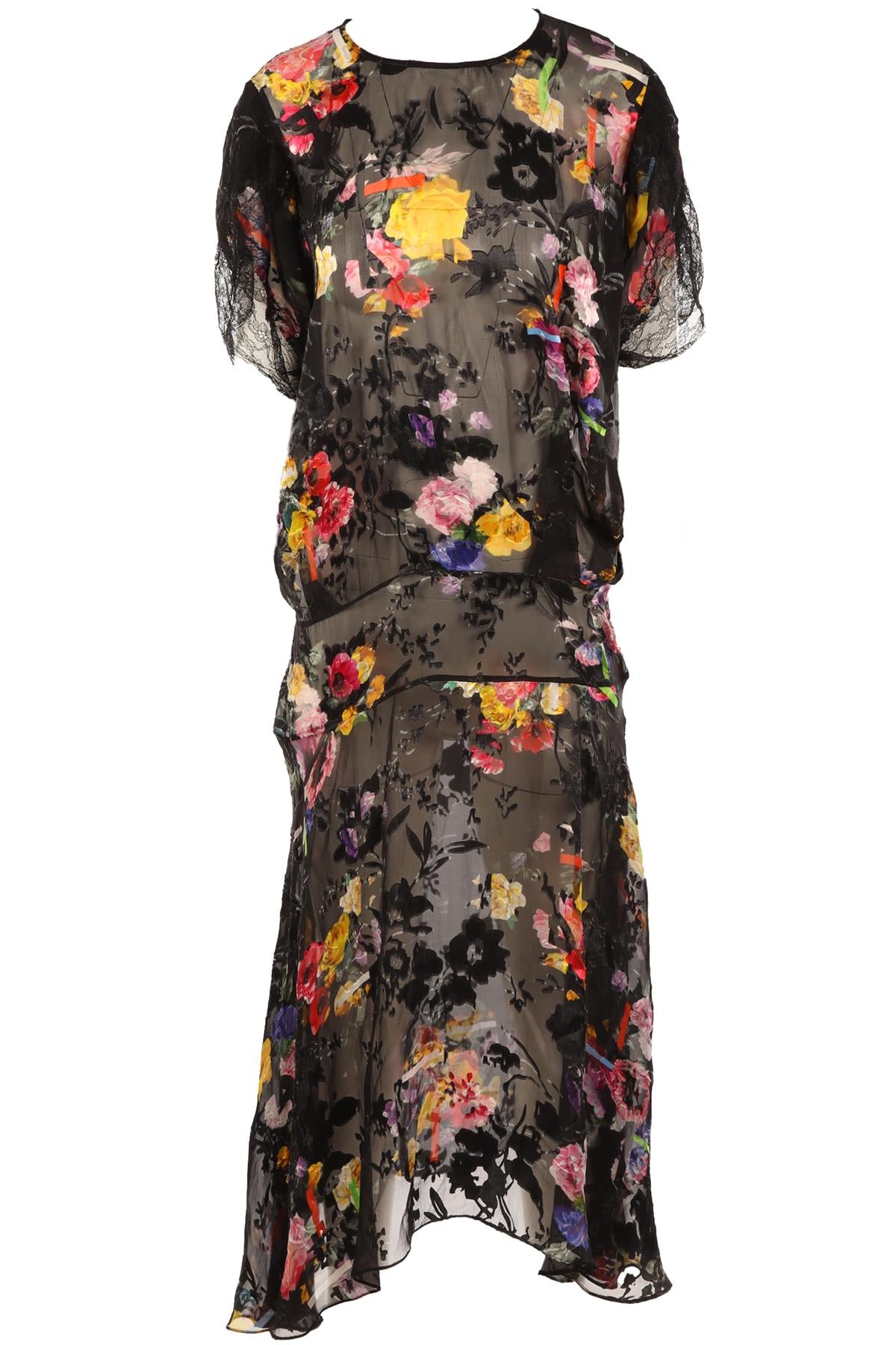 PREEN BY THORNTON BREGAZZI BLACK SILK MAXI DRESS MEDIUM
