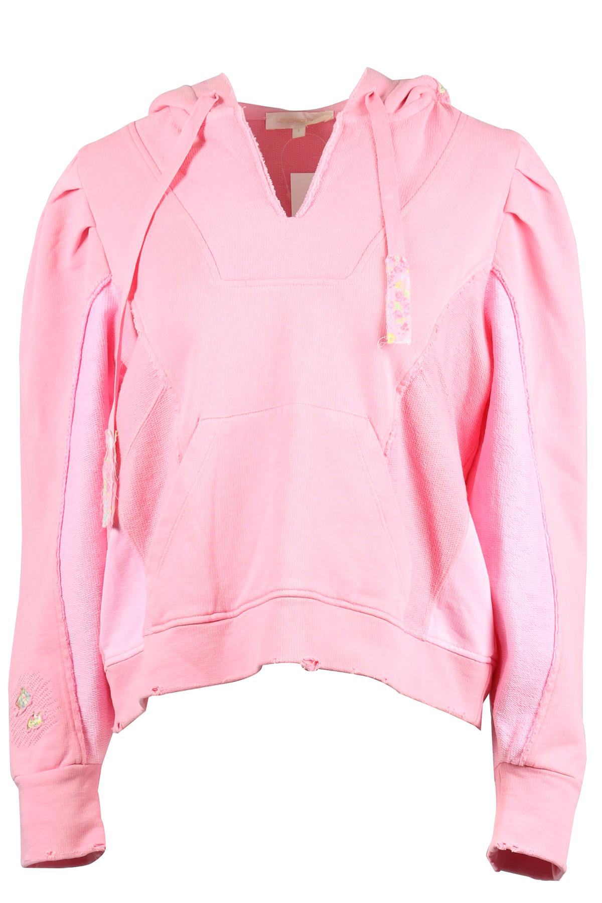 LOVESHACKFANCY PINK COTTON HOODIE SMALL