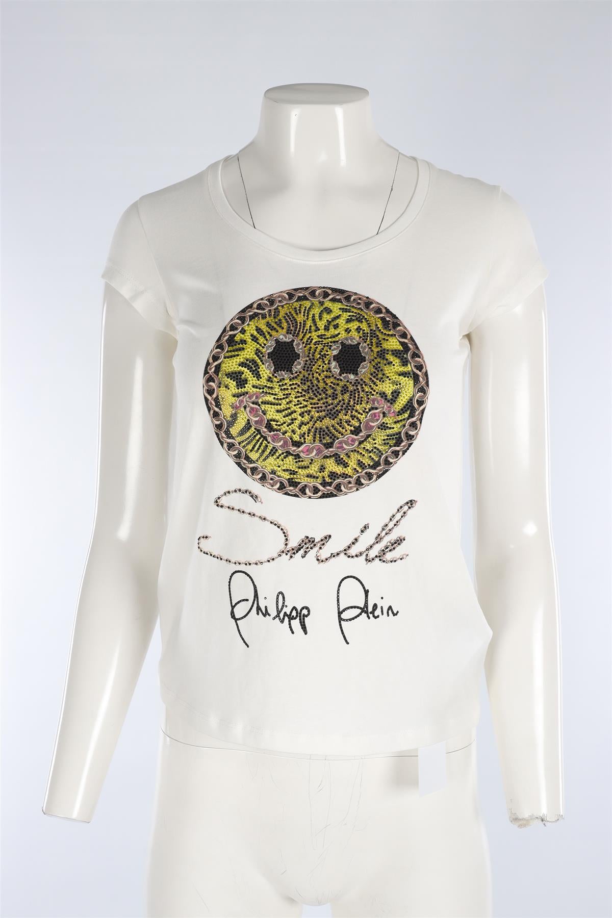 PHILIPP PLEIN WHITE COTTON TOP XSMALL