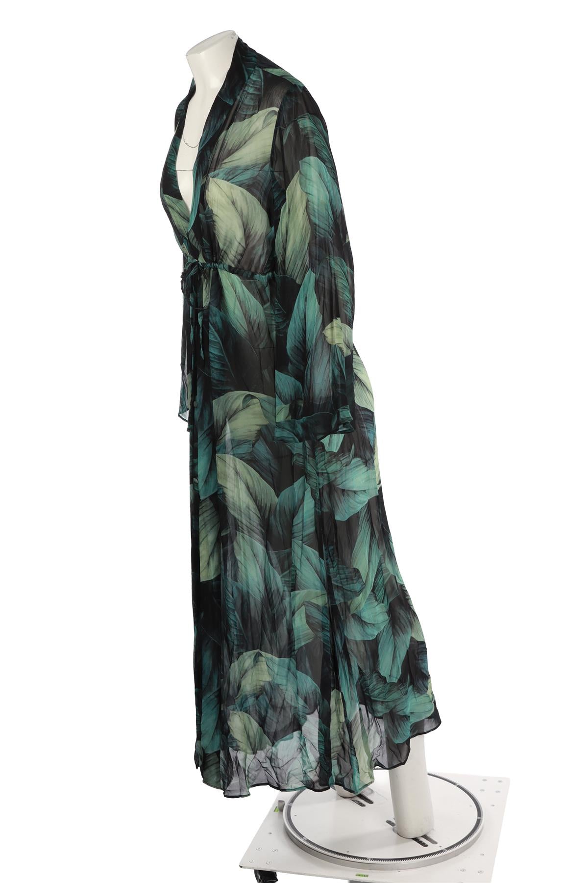 ALEXANDRO MIRO GREEN SILK ROBE SMALL