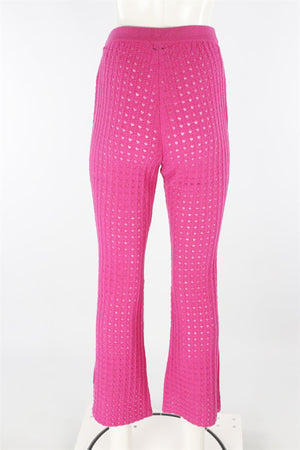 CHANEL PINK 2023 WOOL FLARED PANTS FR 38 UK 10