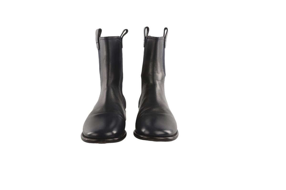 CHANEL NAVY 2016 LEATHER CHELSEA BOOTS EU 37.5