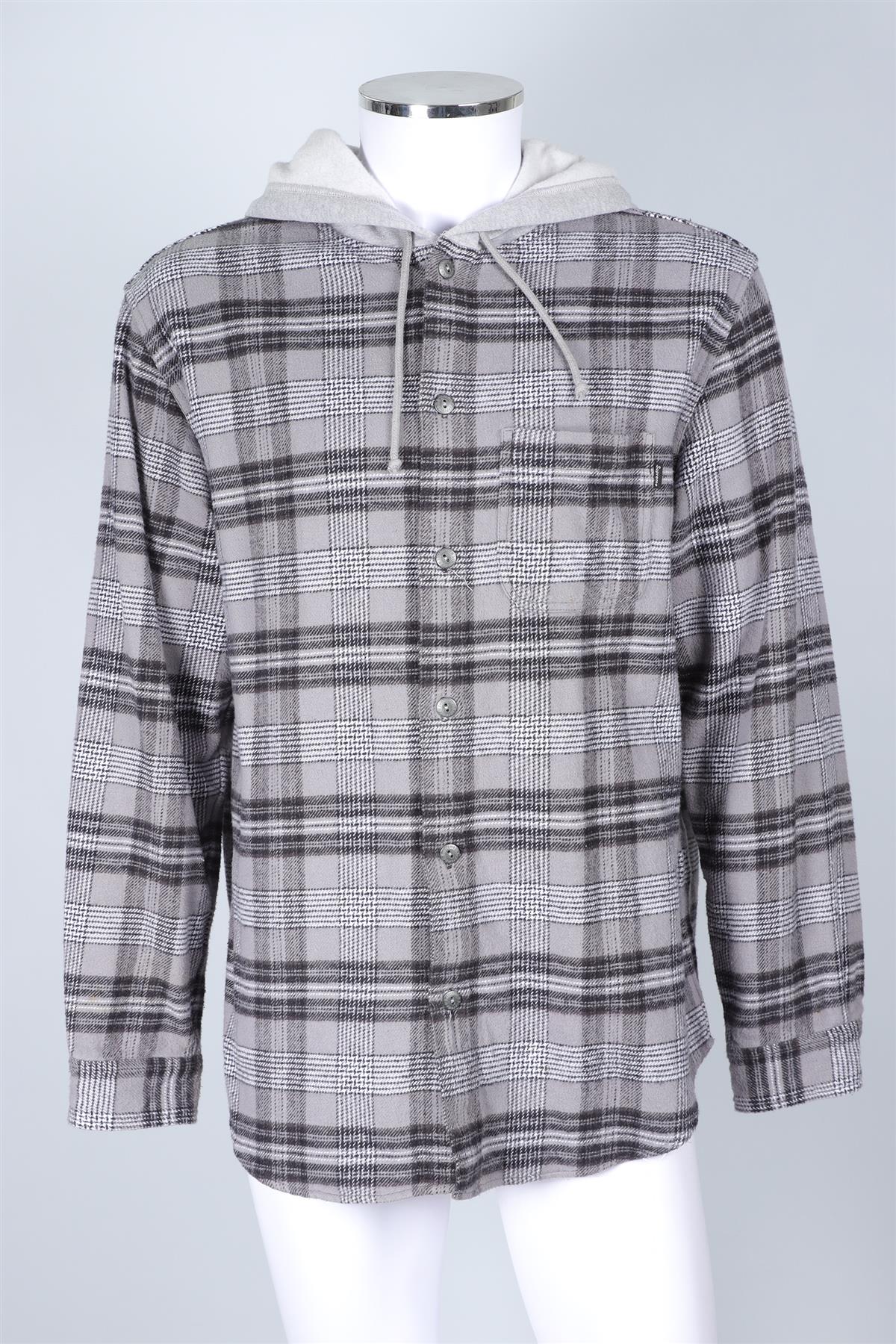 SUPREME GREY CHECKED WOOL CARDIGAN LARGE