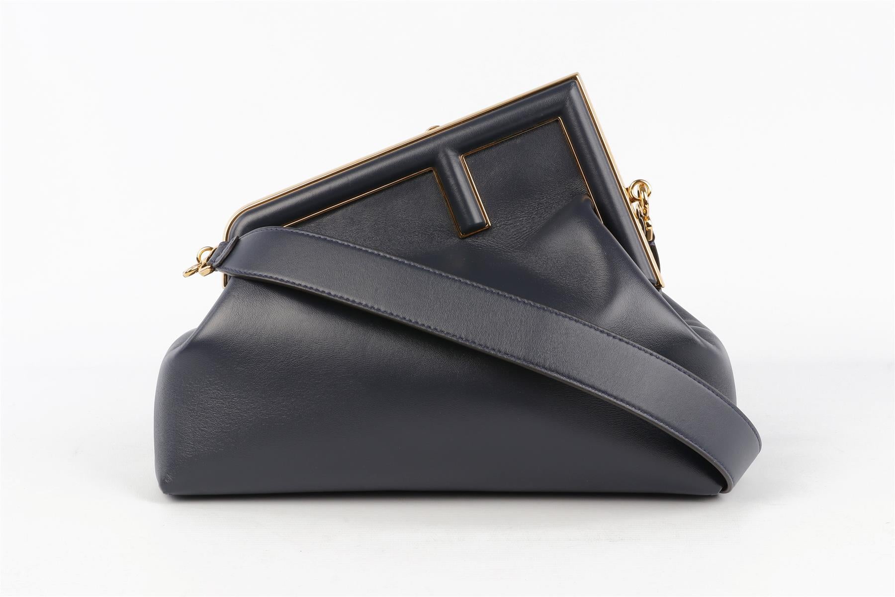 FENDI NAVY FIRST MEDIUM LEATHER SHOULDER BAG