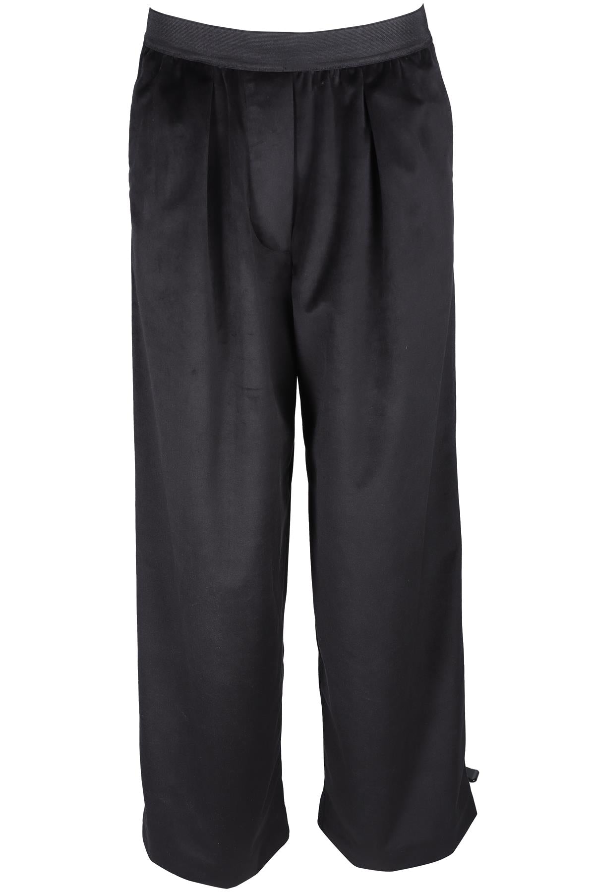 KIKA VARGAS BLACK VELVET WIDE LEG PANTS MEDIUM