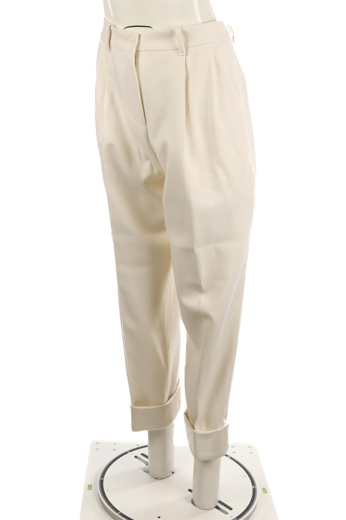 THE ROW CREAM WOOL STRAIGHT LEG PANTS US 2 UK 6