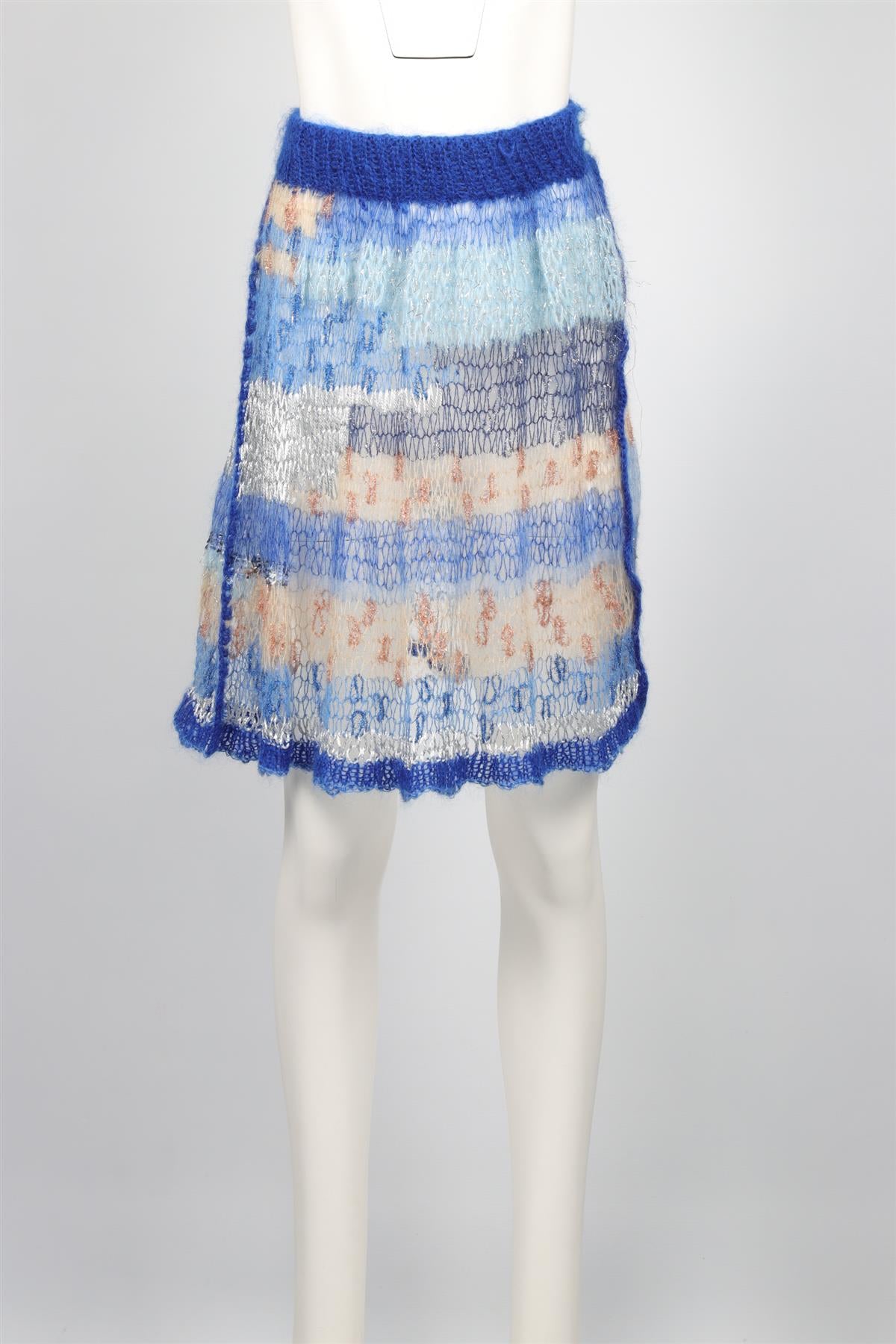 RODARTE BLUE WOOL BLEND SKIRT XSMALL - SMALL