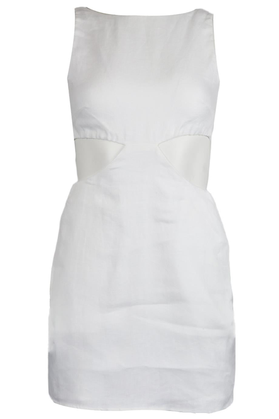 BONDI BORN CUTOUT LINEN MINI DRESS XSMALL