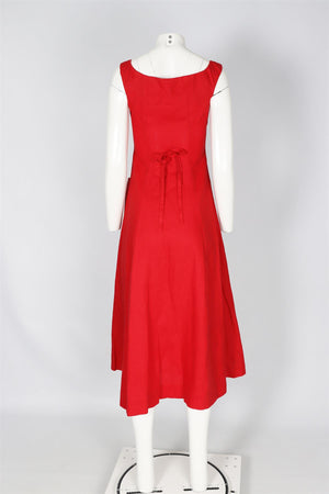 REFORMATION RED LINEN MAXI DRESS US 2 UK 6