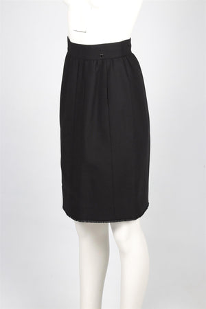 CHANEL BLACK WOOL MINI SKIRT FR 34 UK 6