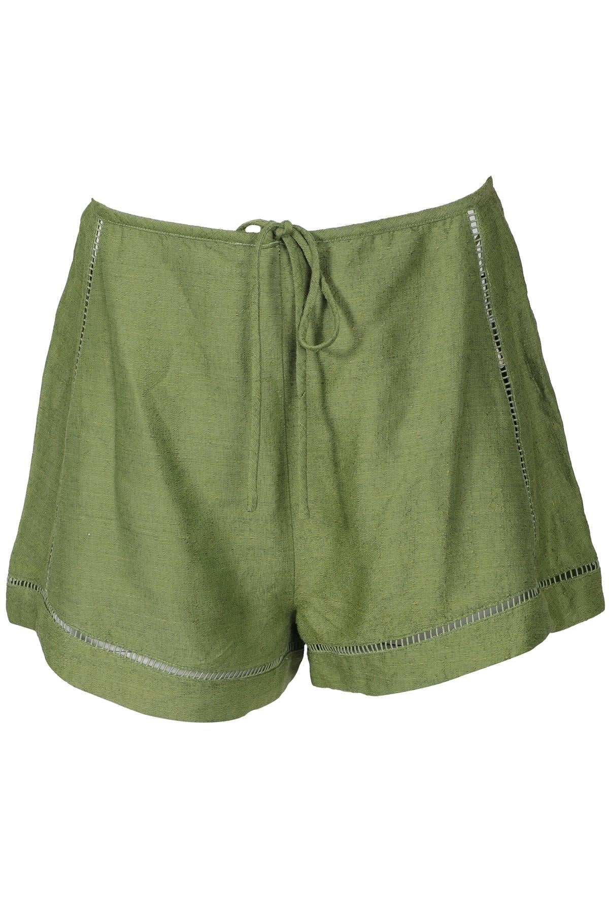 CULT GAIA GREEN SILK SHORTS MEDIUM