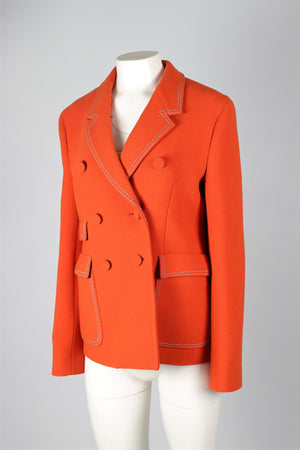 BOTTEGA VENETA ORANGE WOOL BLAZER IT 46 UK 14