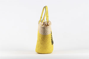 LOEWE YELLOW ANAGRAM MEDIUM STRAW SHOULDER BAG