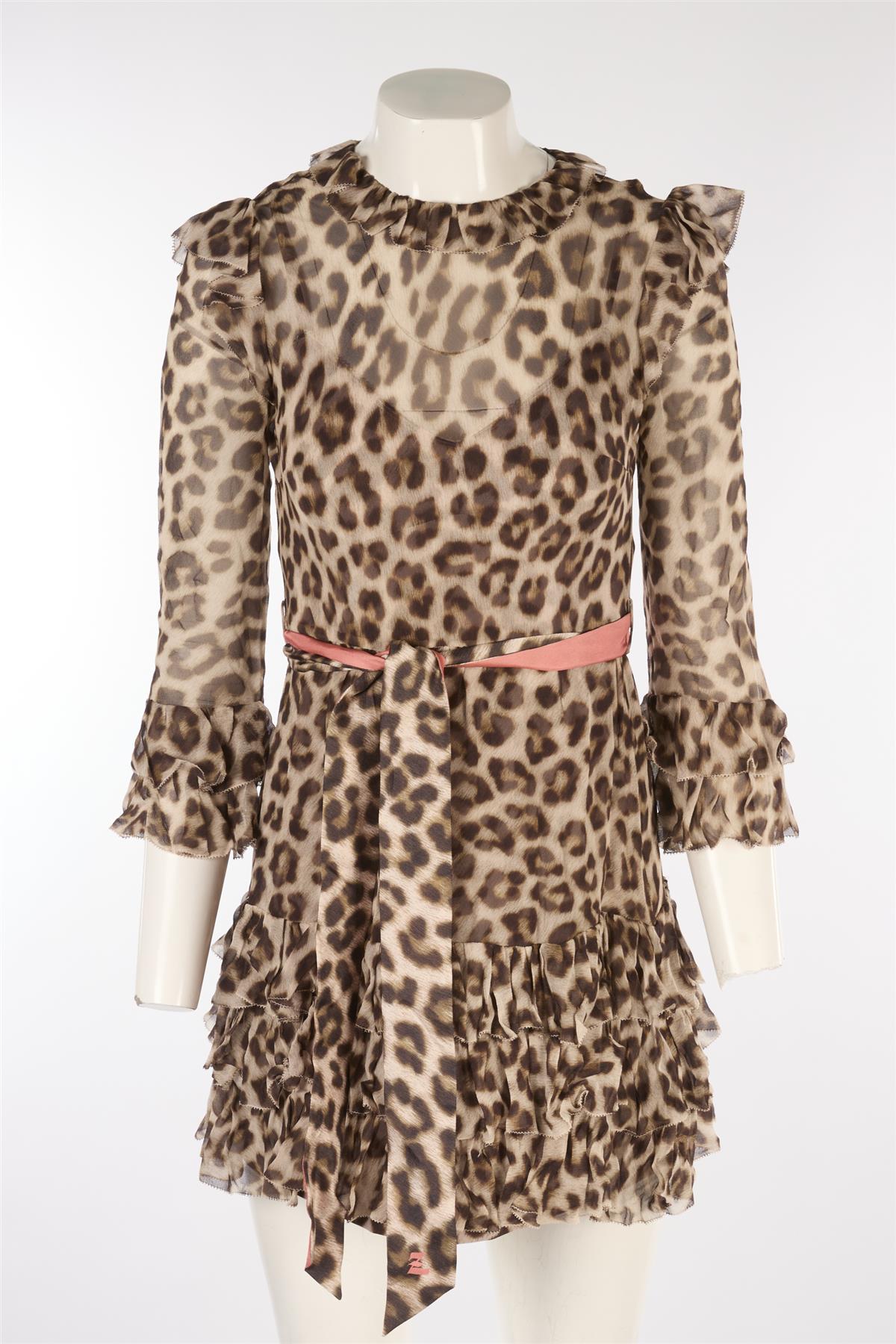ZIMMERMANN BROWN SILK MINI DRESS UK 8