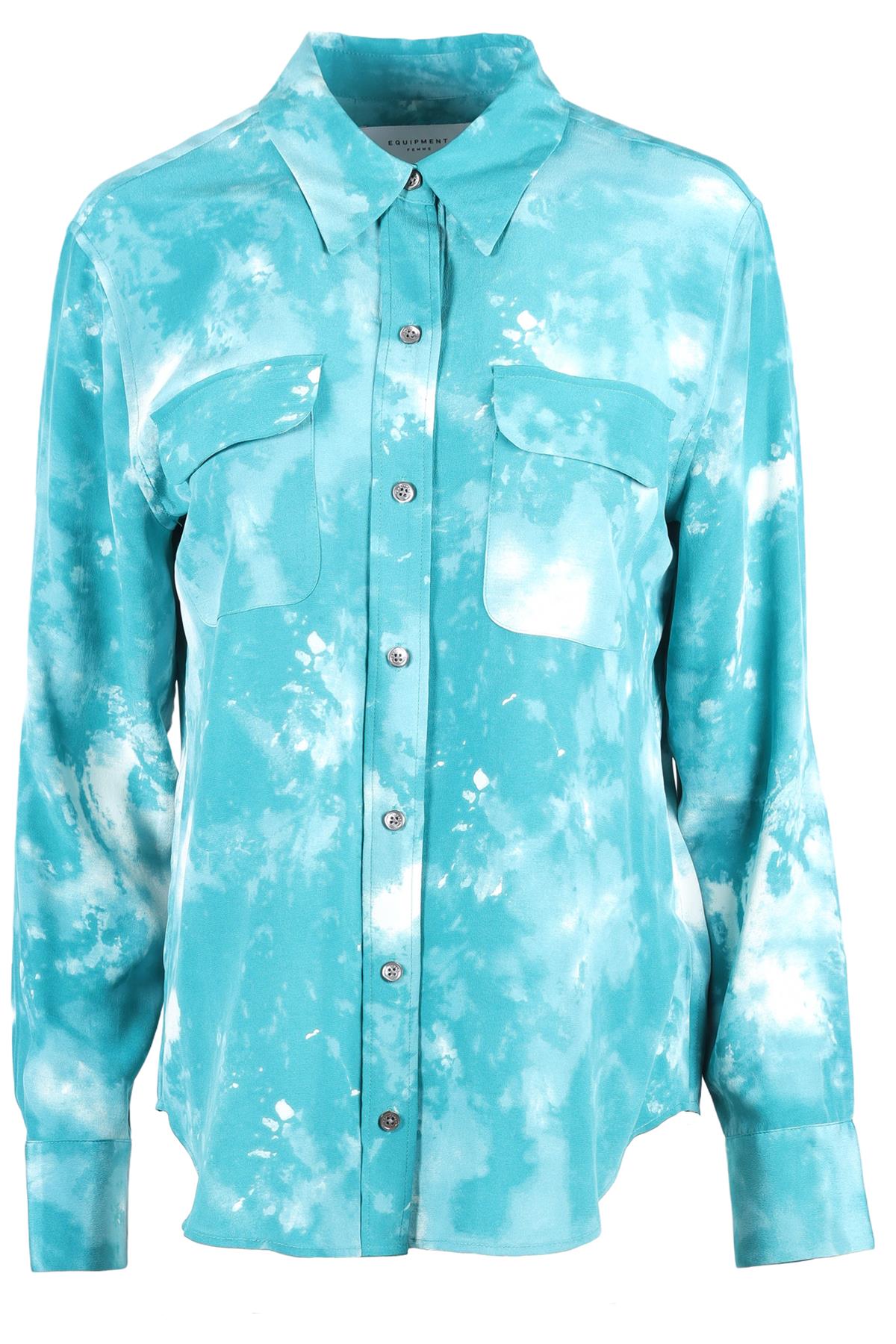 Equipment Blue Silk Shirt LARGE