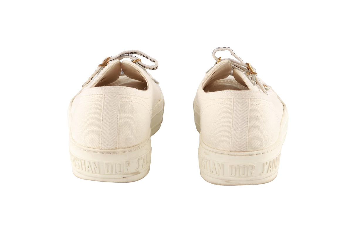 CHRISTIAN DIOR ECRU WALK'N'DIOR FABRIC SNEAKERS EU 38.5 UK 5.5 US 8.5