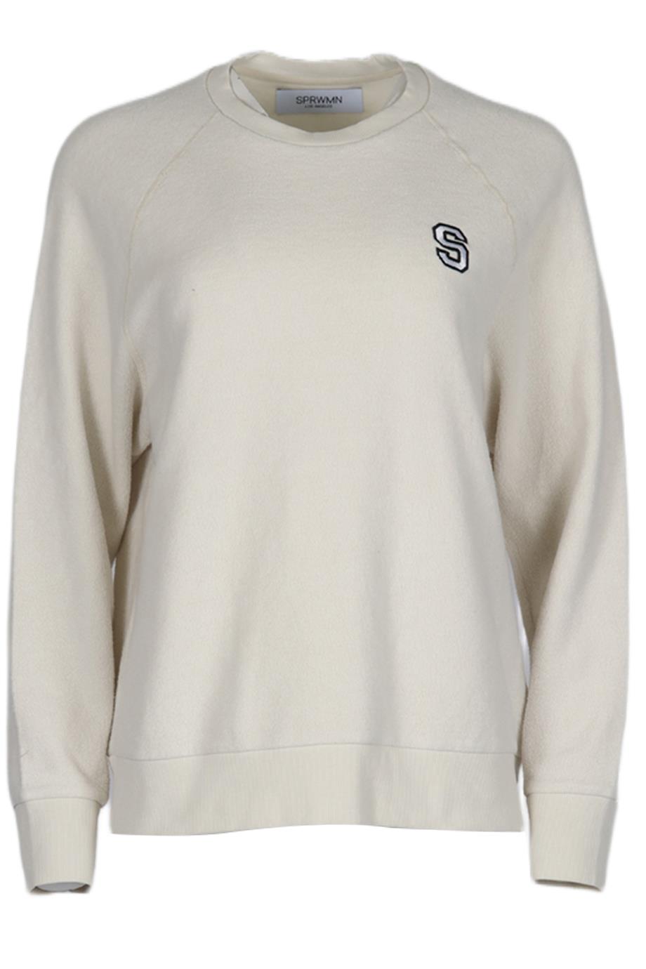 SPRWMN EMBROIDERED FLEECE SWEATSHIRT SMALL