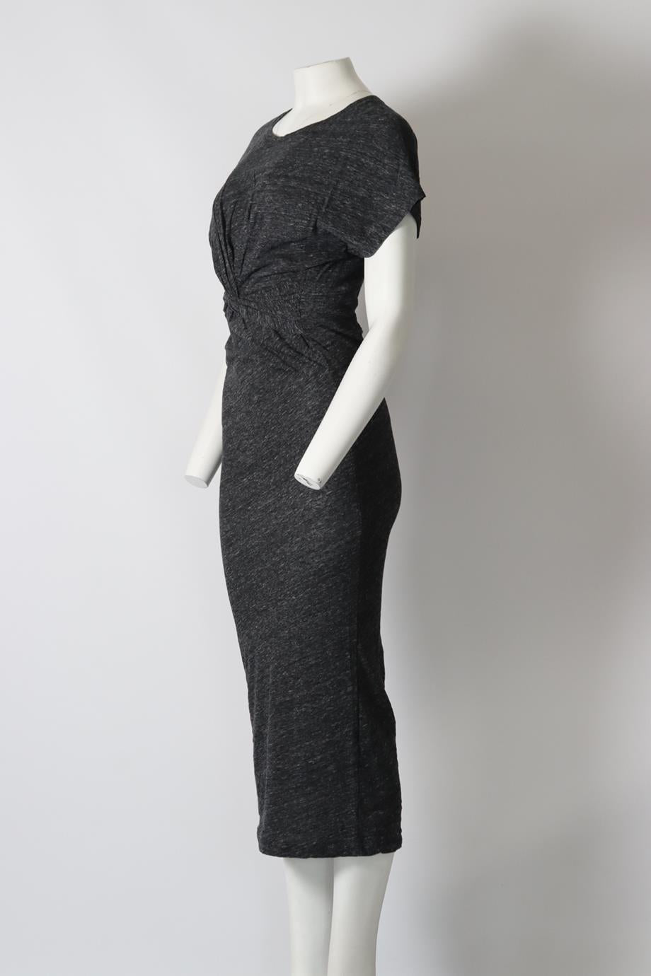 IRO RUCHED COTTON JERSEY MIDI DRESS MEDIUM