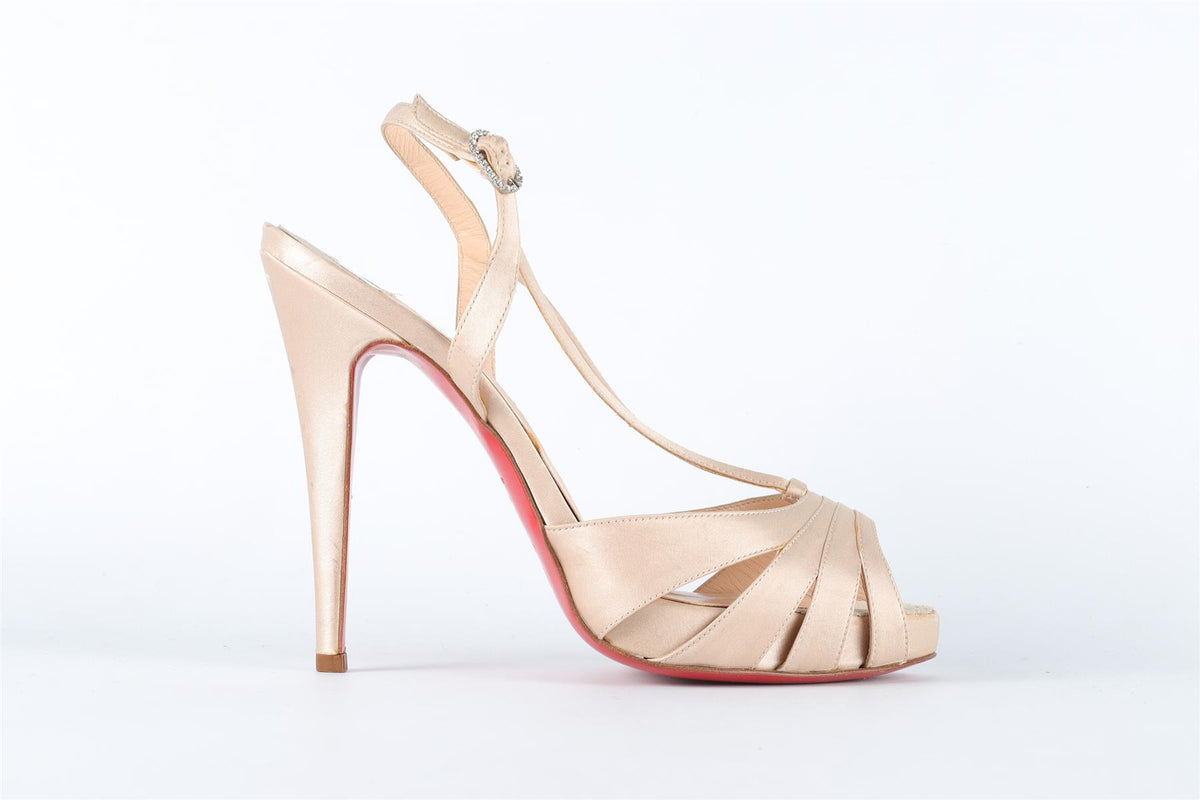 CHRISTIAN LOUBOUTIN GOLD SATIN SANDALS EU 38 UK 5 US 8