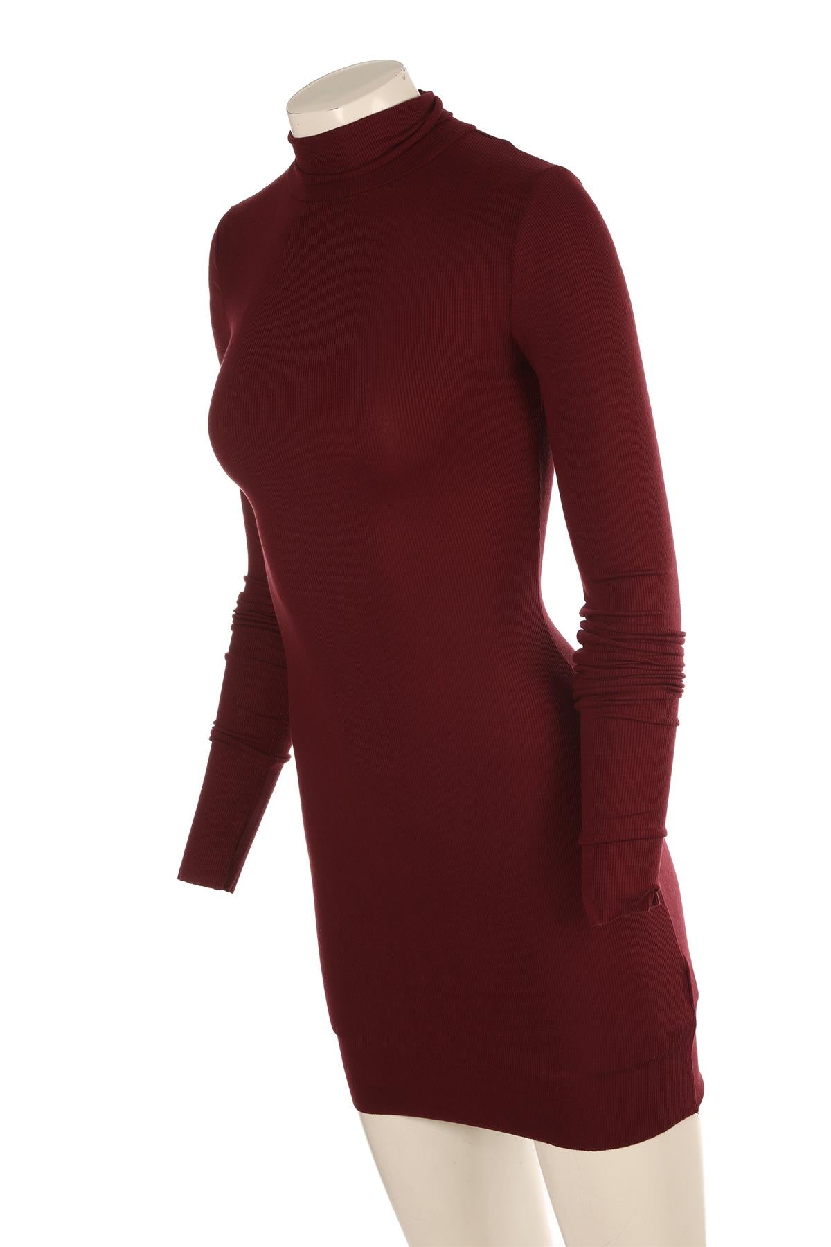 ETERNE BURGUNDY COTTON MINI DRESS SMALL