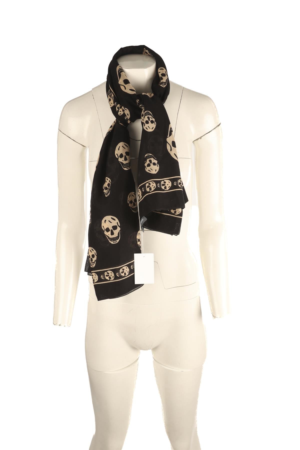 ALEXANDER MCQUEEN BLACK COTTON SCARF