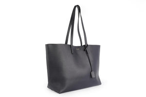 SAINT LAURENT NAVY SHOPPING E/W LEATHER TOTE BAG